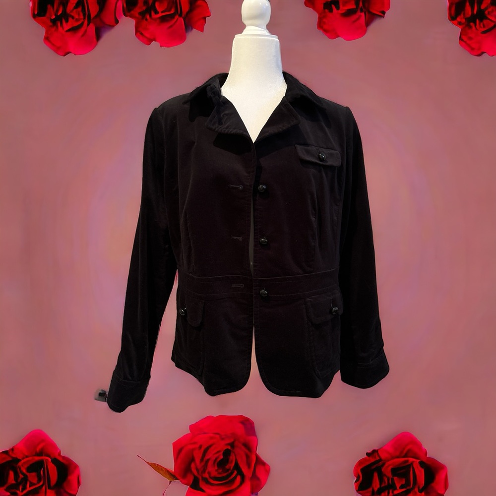 Talbot’s black velvet blazer, size 12
